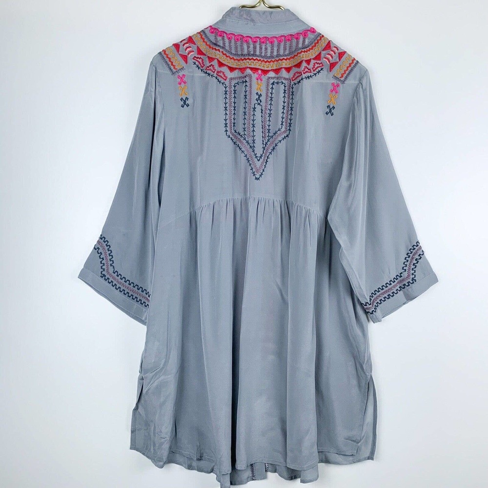Biya by Johnny Was Silk Blouse Embroidered Women’s Size Large Read Description - Picture 12 of 12